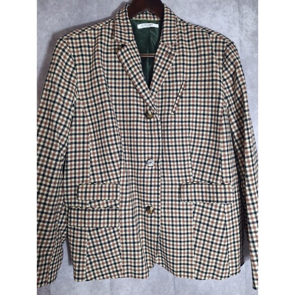 Vintage Liz Claiborne New York Plaid Blazer Womens XL Wool Blend 3 Button Career - Picture 6 of 16